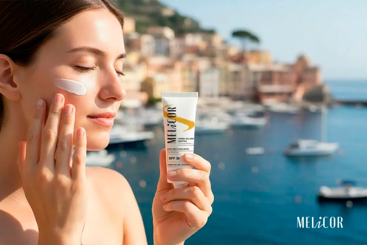 Anwendung von mineralischem Sonnenschutzmittel auf empfindlicher Haut nach der Laserbehandlung