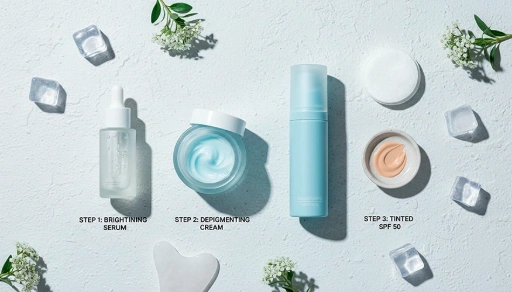 Routine mattutina anti-macchie con trattamento depigmentante e SPF colorato