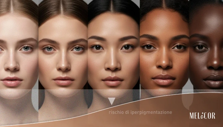 Different skin phototypes compared, phototypes III-VI with higher risk of post-laser hyperpigmentation